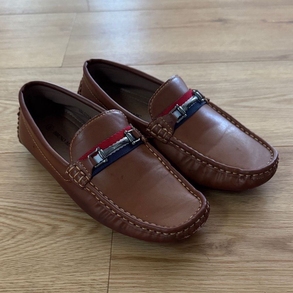 Bruno Marc Kids Brown Loafers Size 3 Dress Shoes Church Holiday Designer Look